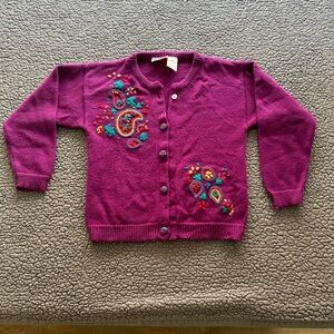 Purple Kids Cardigan with Embroidered Design